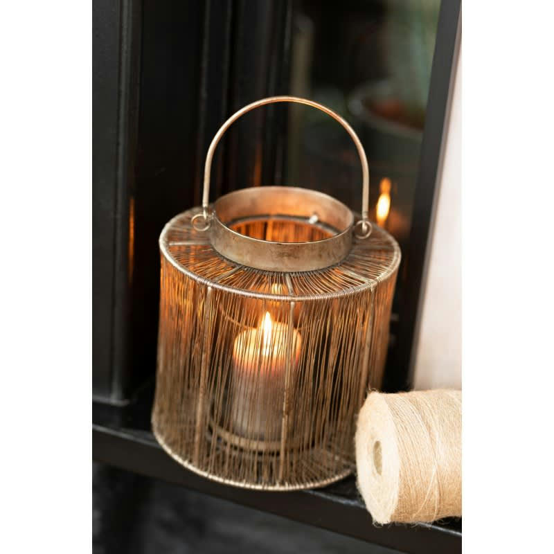 ANTIQUE - Lanterne métal marron H17,5cm