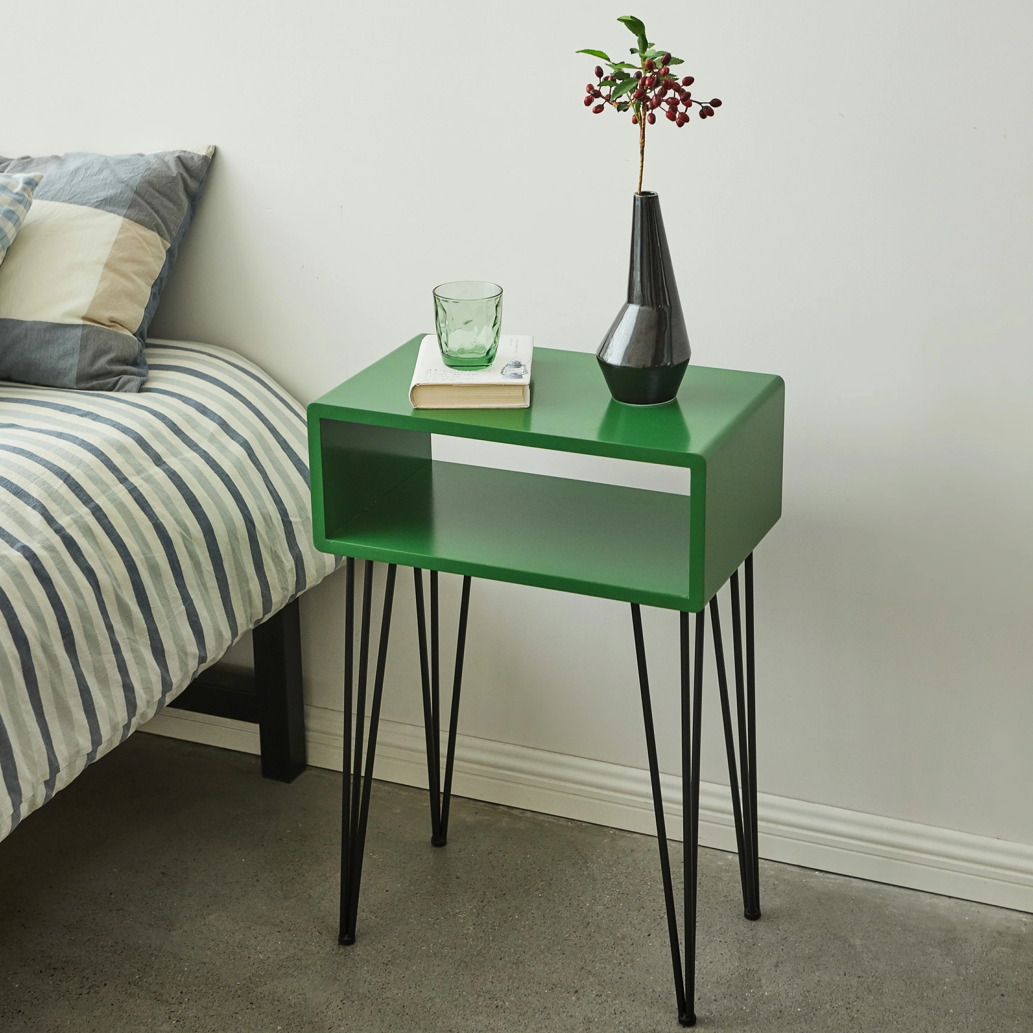 COZAYH Modern Contemporary Nightstand, Metal Haripin Legs