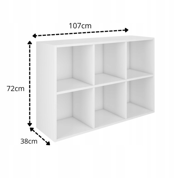 Regał BASIC 6 okienek – Biały | 72x107x38 cm