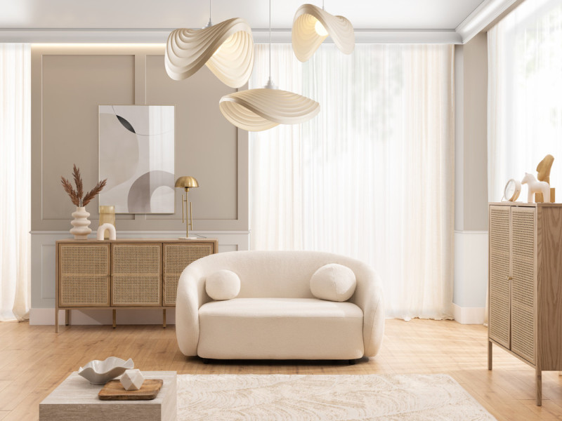 Ropez Bloom sofa 2 osobowa bez funkcji styl BOHO / JAPANDI boucle kremowy