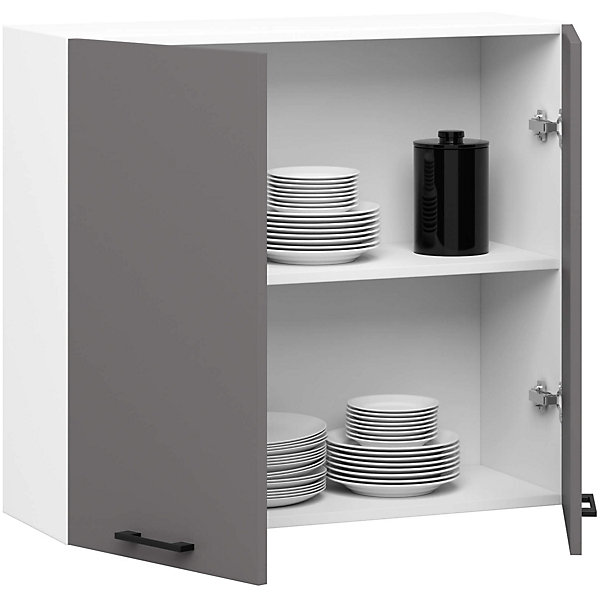 Armoires de cuisine haute AKORD W80 OLIWIA H720 Blanc 80 cm 2 portes façade Gris Graphite 2 étagères 80x30x72 cm