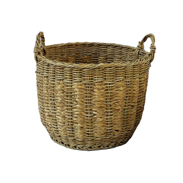 Pflanzkorb, Polyrattan/Wasserhyazinthe, ØxH: 32 x 29/36 cm, natur