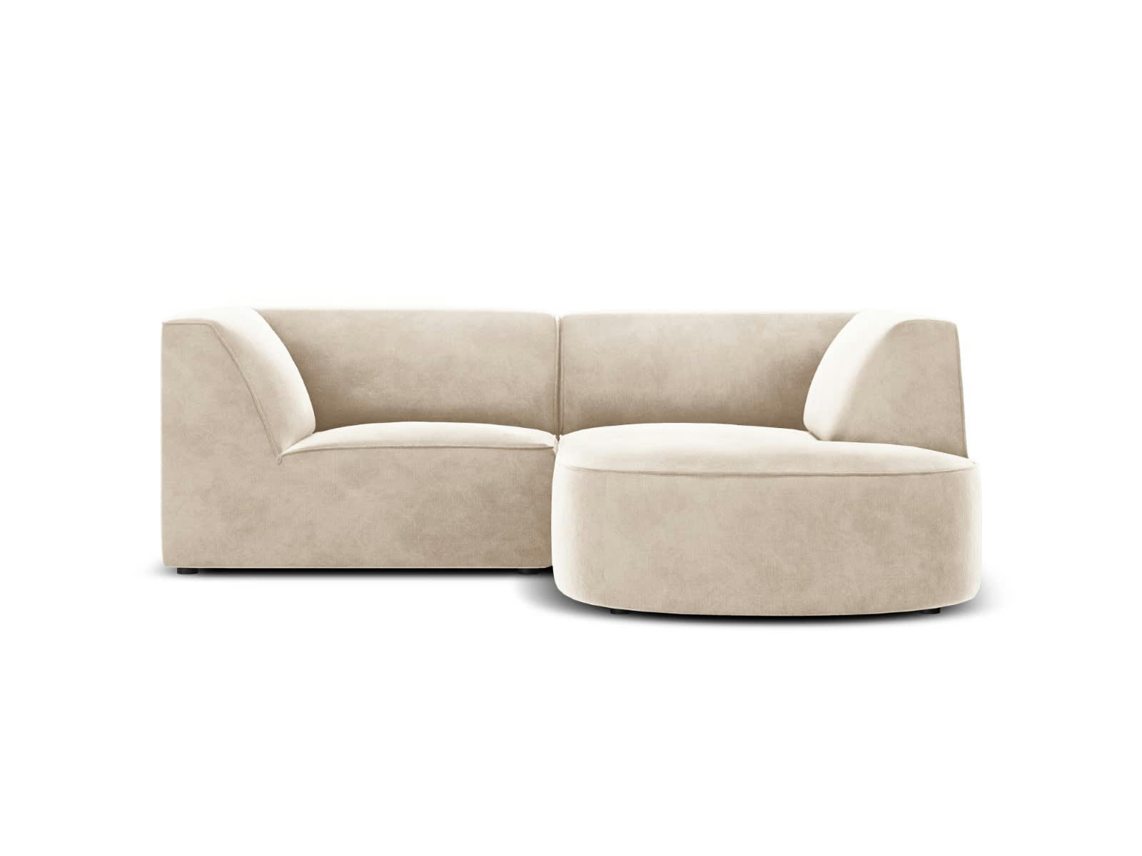 CHARLES - Canapé D'Angle Droit 3 places en Velours Beige Clair