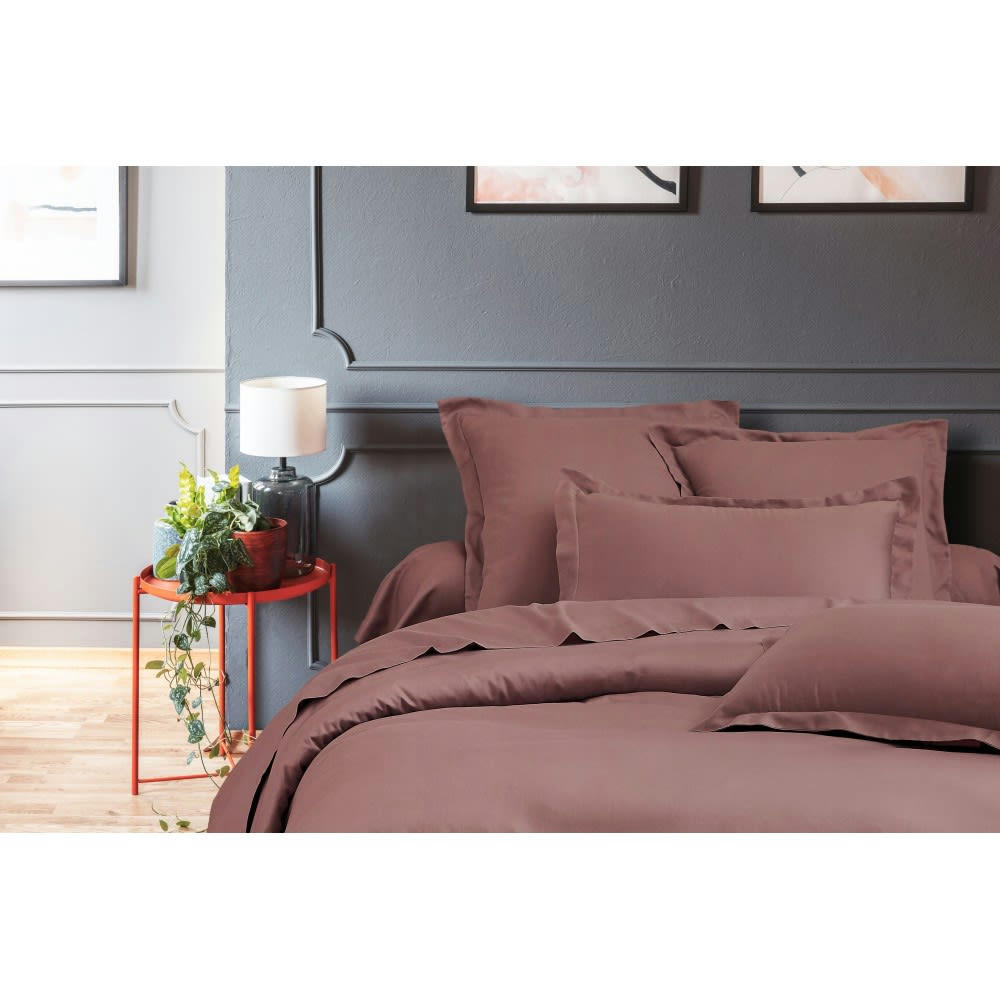 GAMME UNIS SATIN - Parure de lit 1 personne en satin de coton 140x200 cm+1 TO 63x63 cm