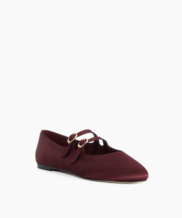 Hypnotize Burgundy - Velvet Buckle Ballet Flats