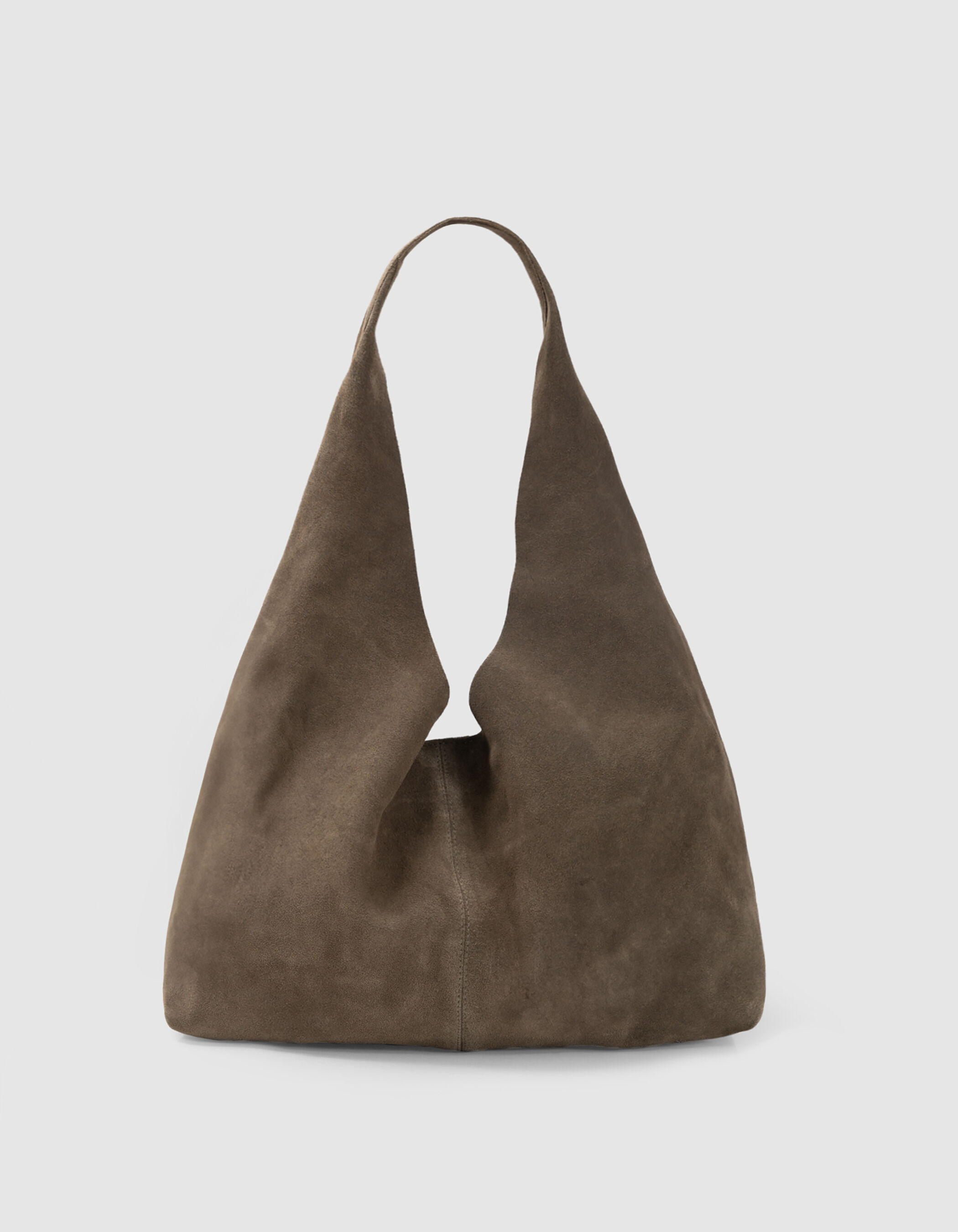 Sac Hobo kaki cuir velours
