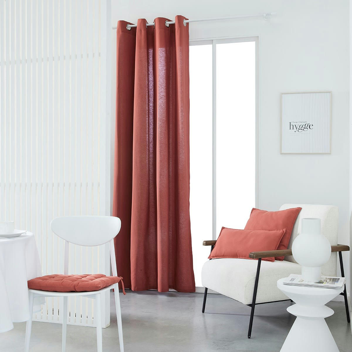 ESSENTIAL PANAMA - Rideau œillets en Viscose Rouge 140x240 cm