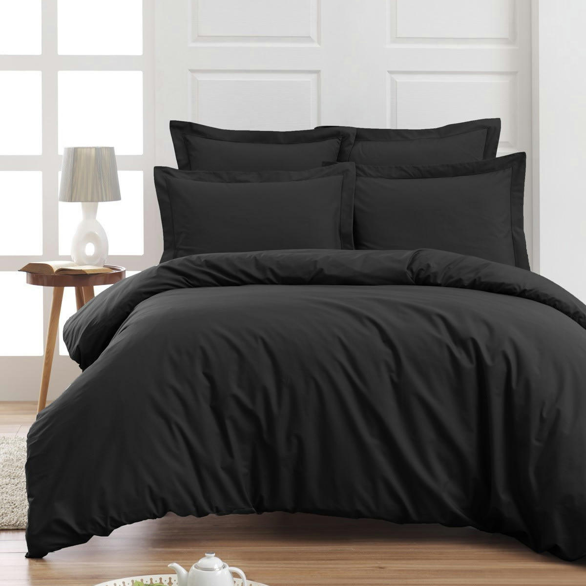SOFT PERCALE - Housse de couette en percale coton  anthracite 140x200 cm