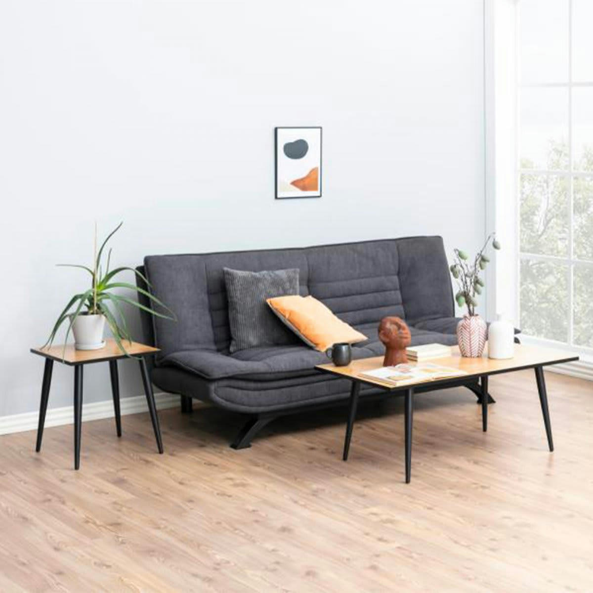 FATO - Canapé convertible design en tissu gris gris anthracite