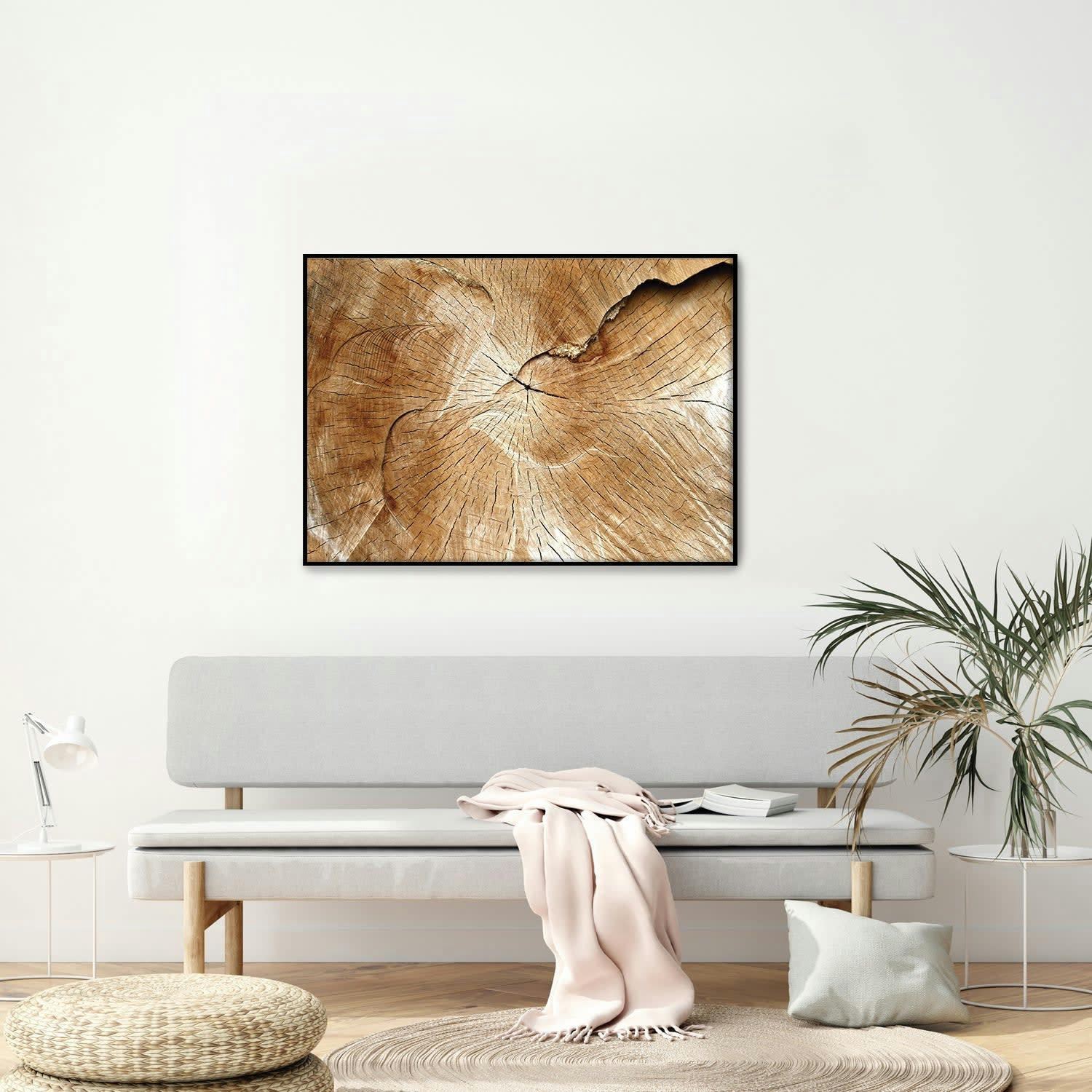 BOSQUE - Affiche avec cadre noir - Texture du tronc - 30x40