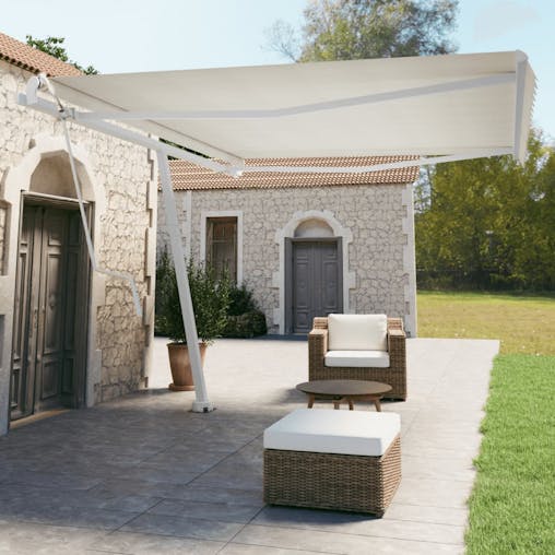 NNEVL Awning Post Set White 450x245 cm Iron