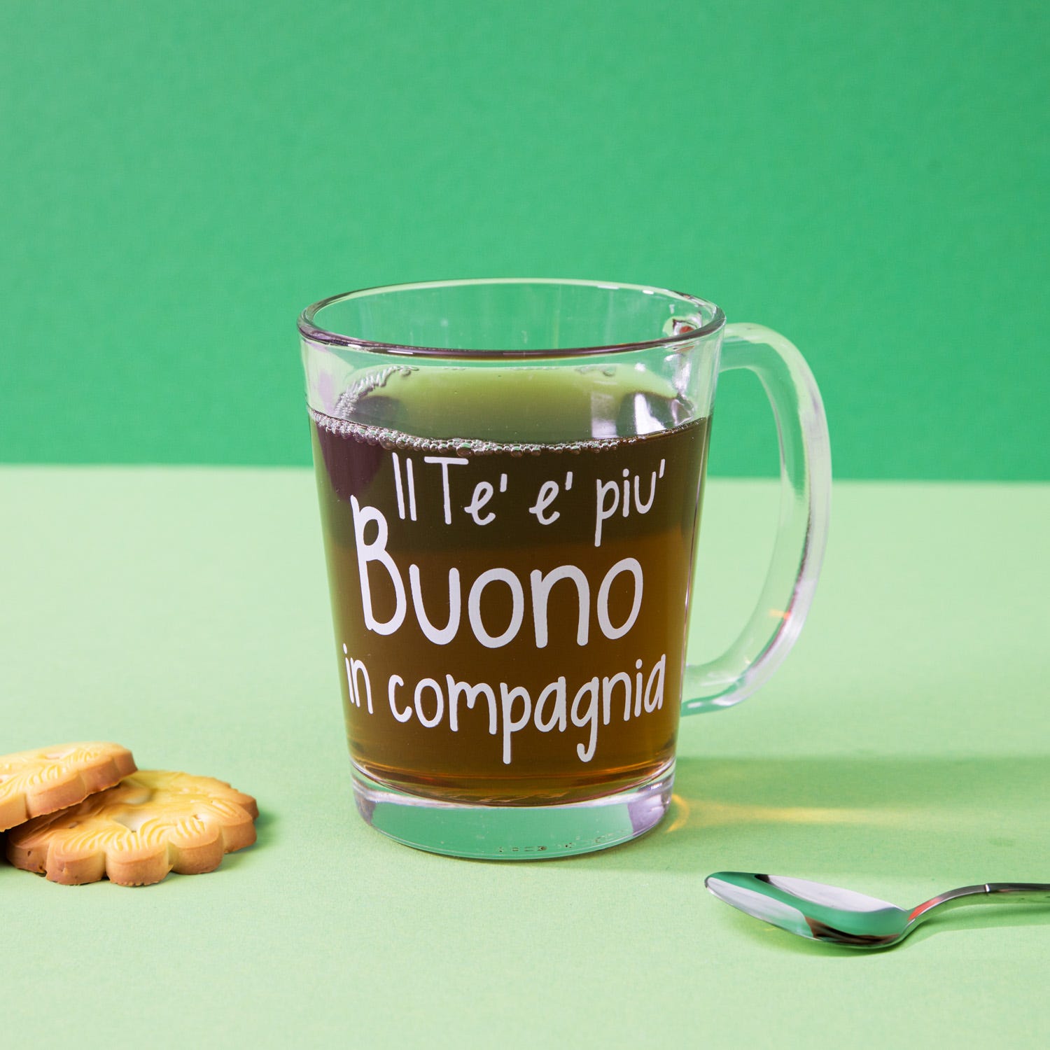 Tazza tè in vetro 310 ml scritta Tè buono