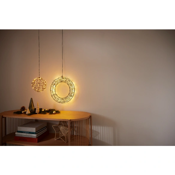 Led-Ball, Ø 18,5 cm, 200 warmweiße LEDs, 5 m Zuleitung, Blinkfunktion & Timer