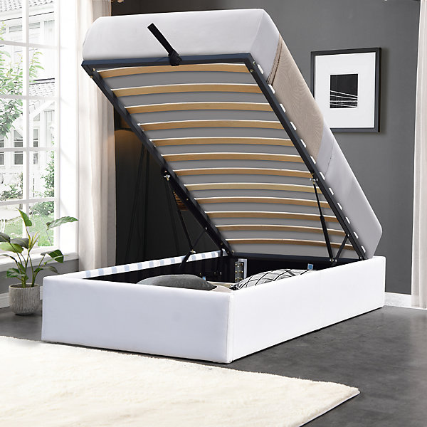 Lit coffre 100x200 cm - Loris - montage rapide - revêtement facile d'entretien - confort optimal -