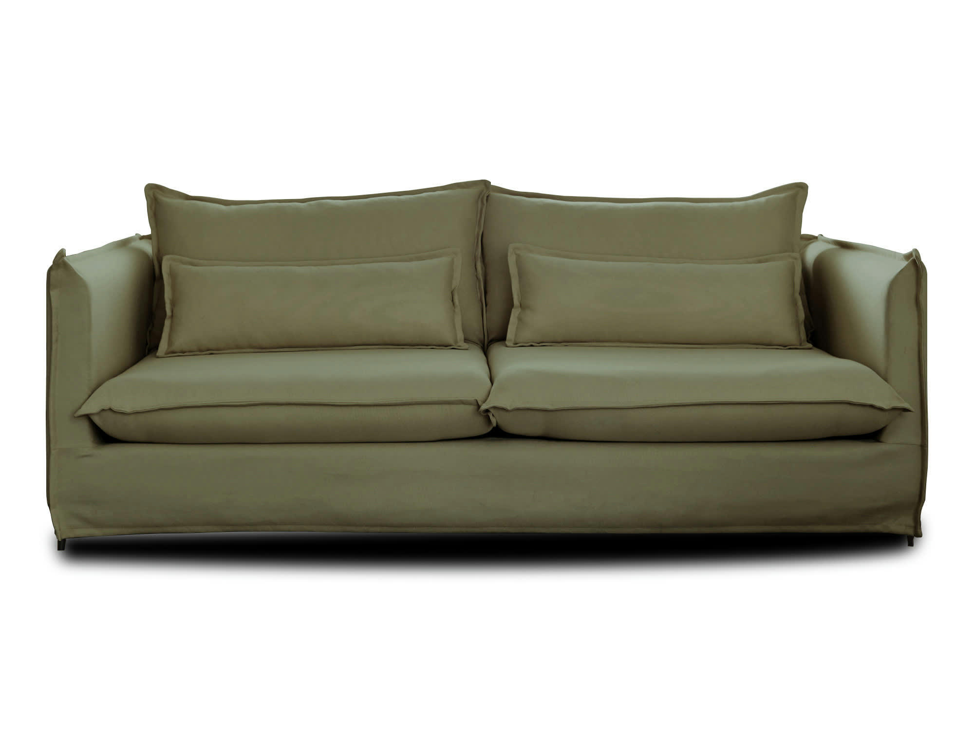 ADRIANN - Canapé droit 3 places en tissu vert