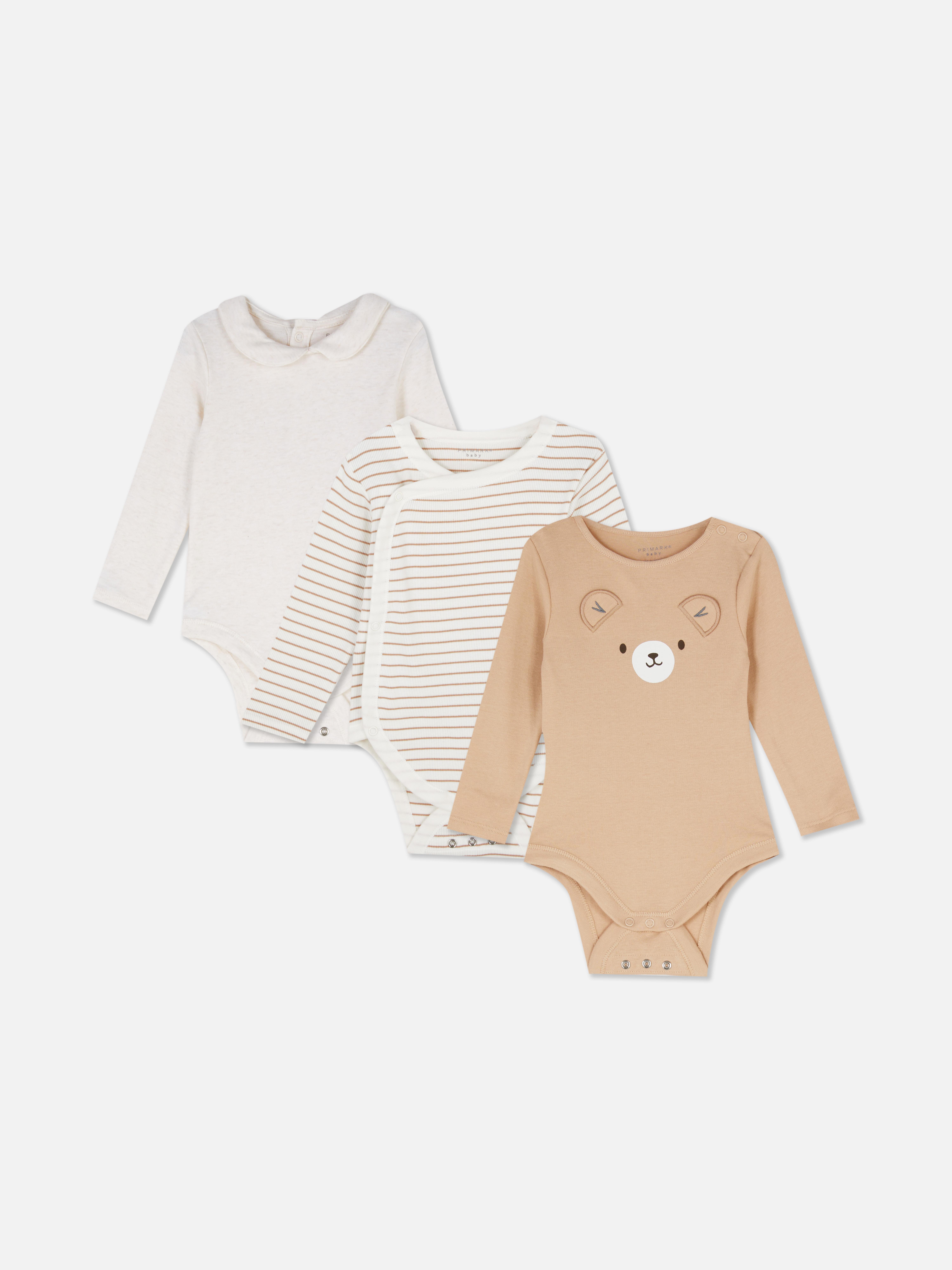 0-18mths | 3pk Room to Grow Long Sleeve Newborn Bodysuits