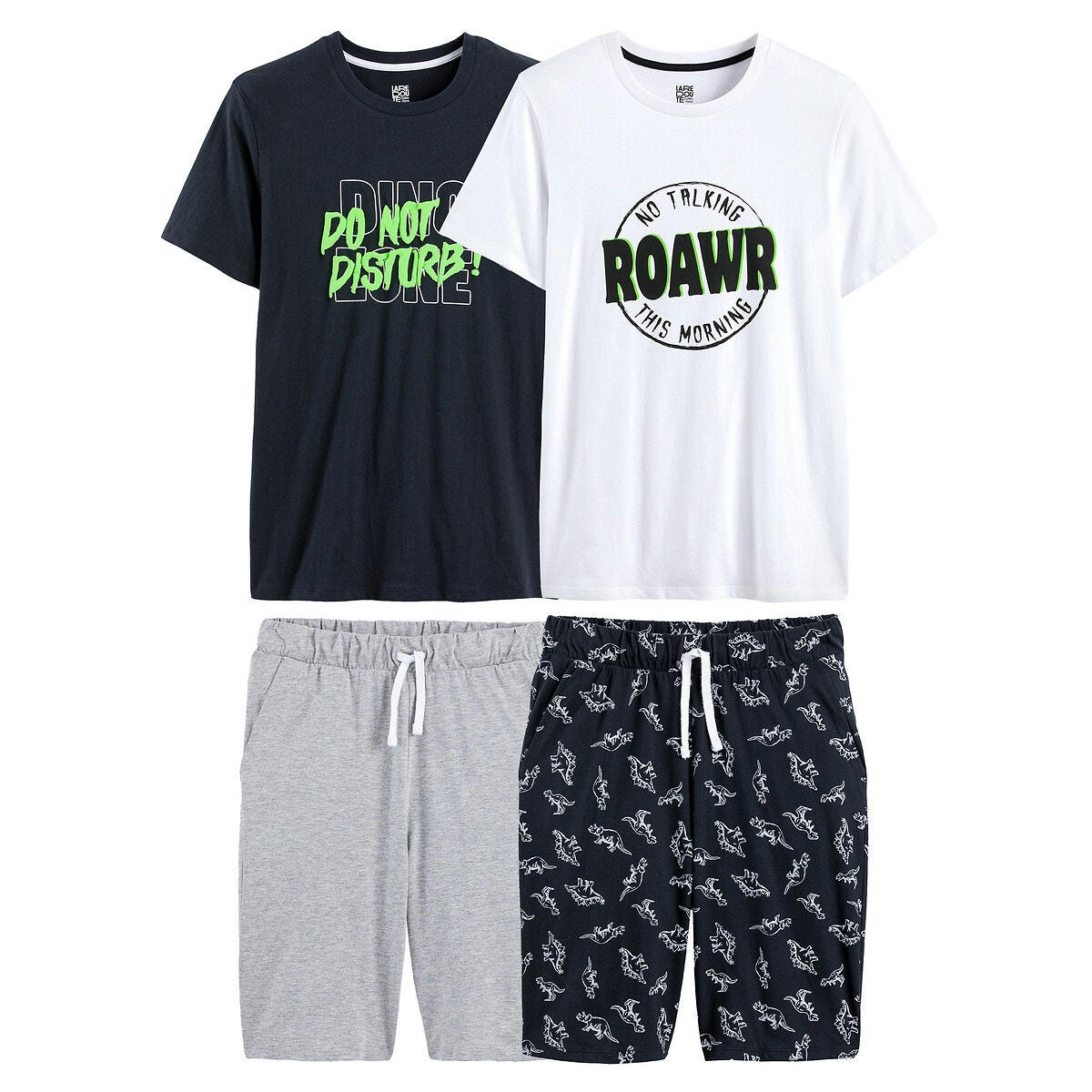 Lot de 2 pyjashorts en coton imprimé dinosaure
