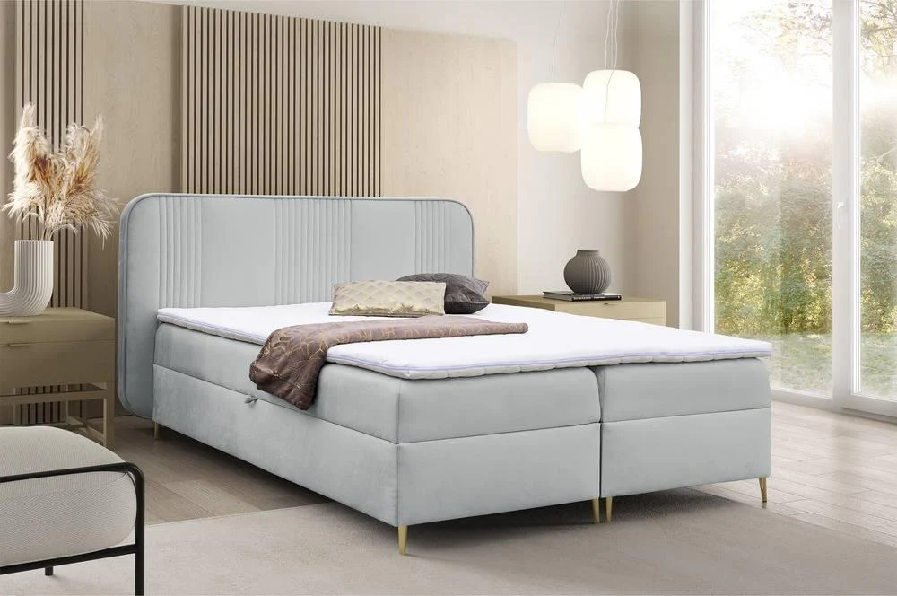 Boxspring Rena velvet 180 x 200 met opbergruimte en topper