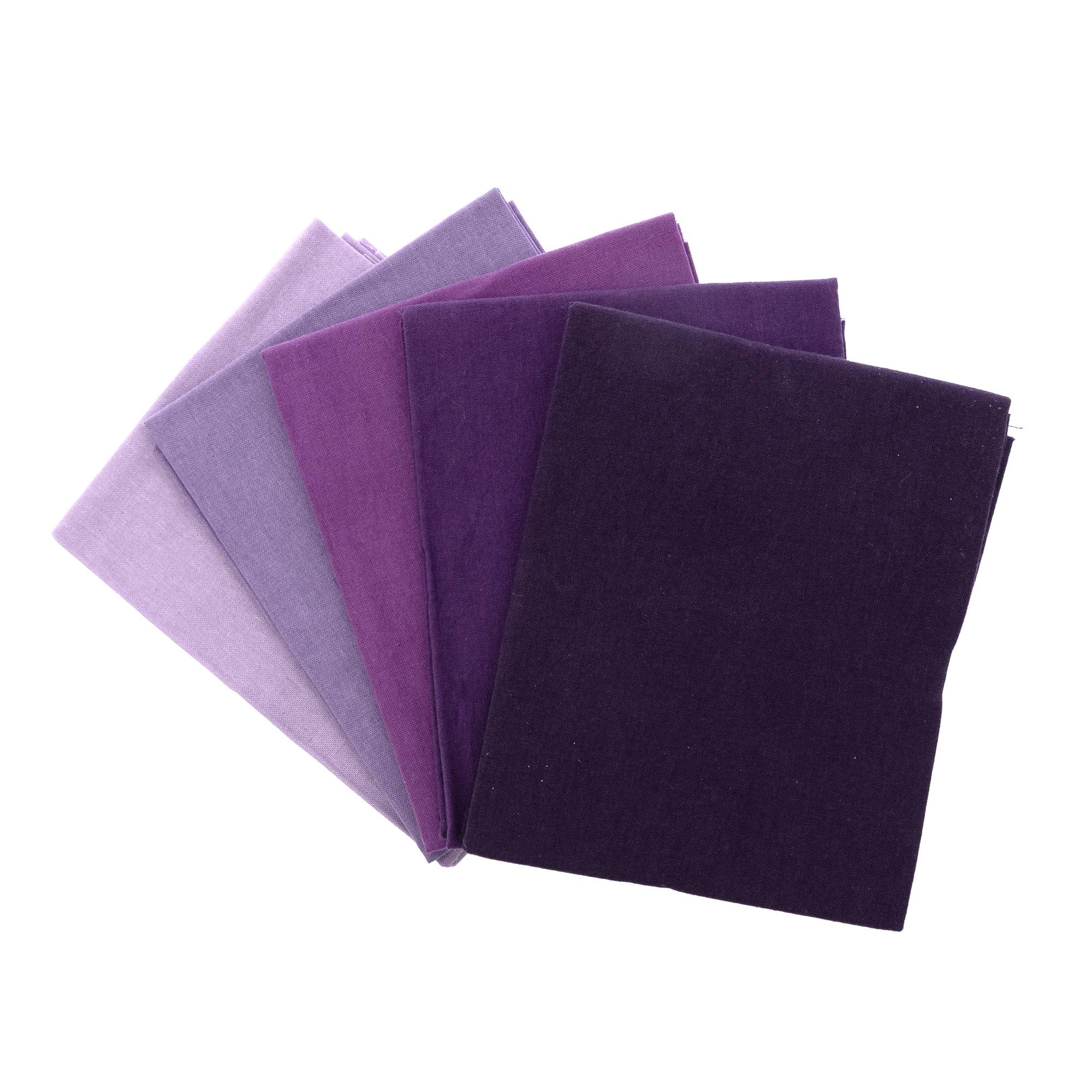 Solid Purple Cotton Fat Quarters 5 Pack