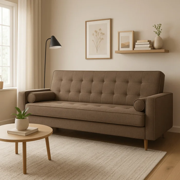 Wersalka Rozkładana Sofa Kanapa Z Funkcją Spania Dwuosobowa Brązowa MALTA