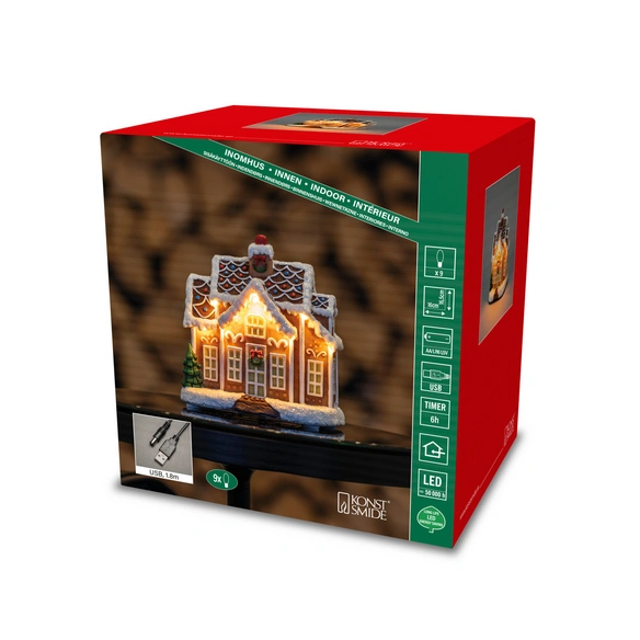 LED-Haus, Polyresin, LxBxH: 16x12x16,5 cm, mehrfarbig