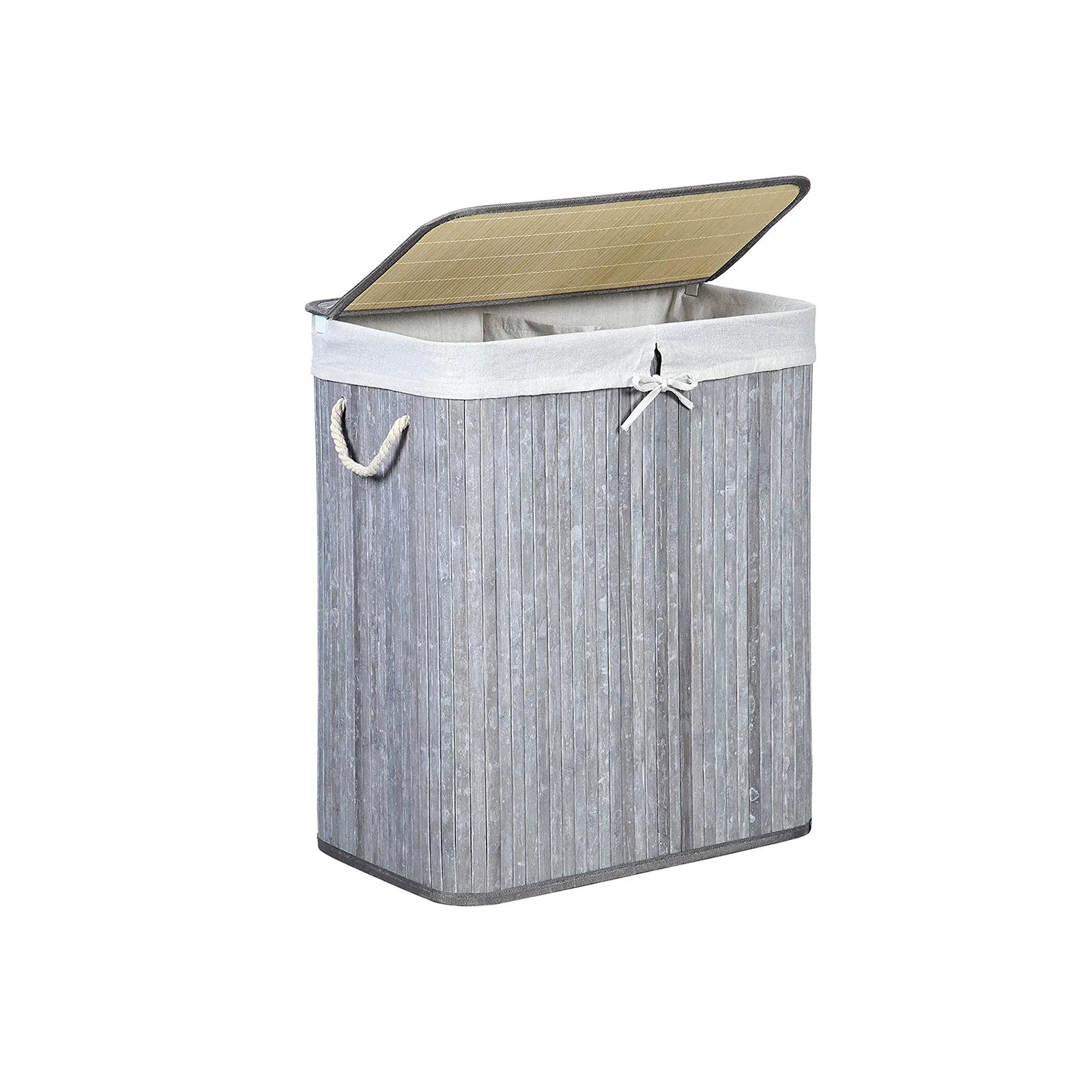 Panier à linge bambou gris vieilli