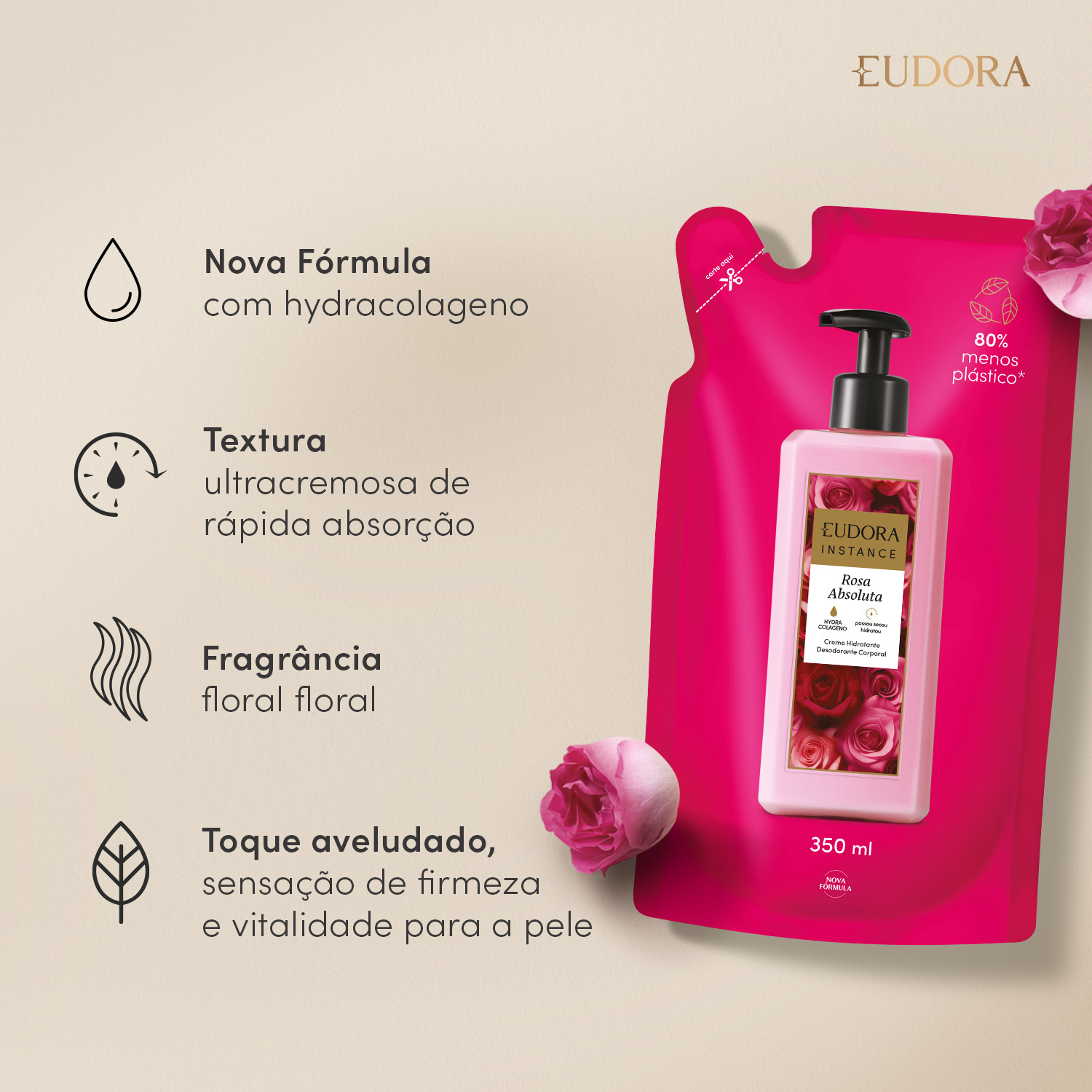 Creme Hidratante Desodorante Corporal Instance Rosa Absoluta 350ml