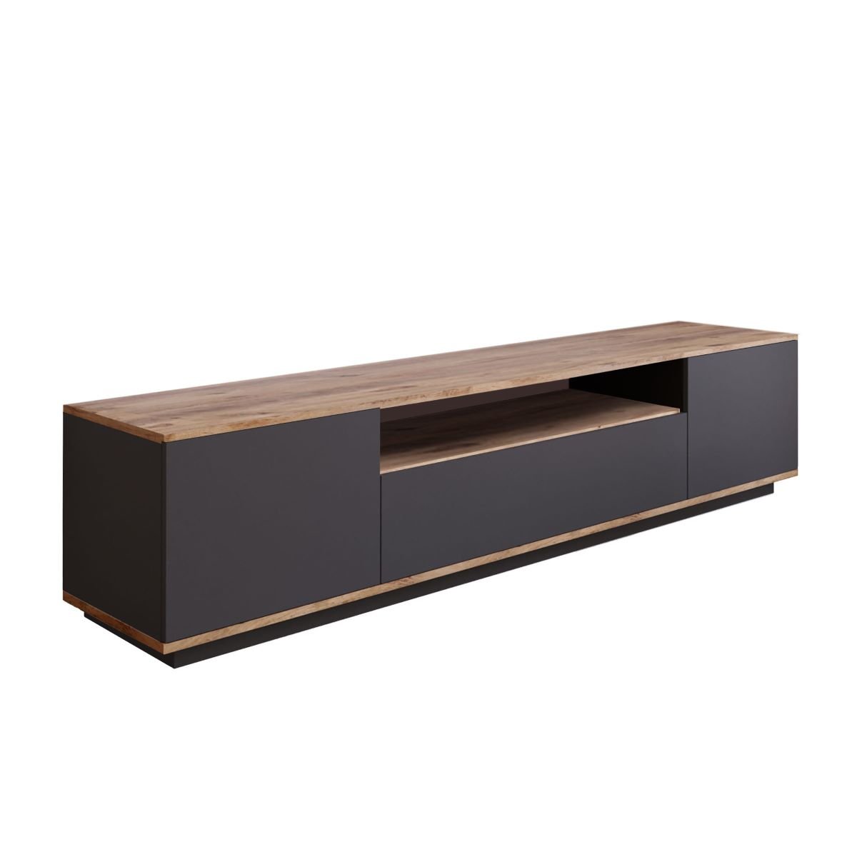 Calicosy - TV-Meubel met 3 deuren - B180 cm - Houtlook   Grijs