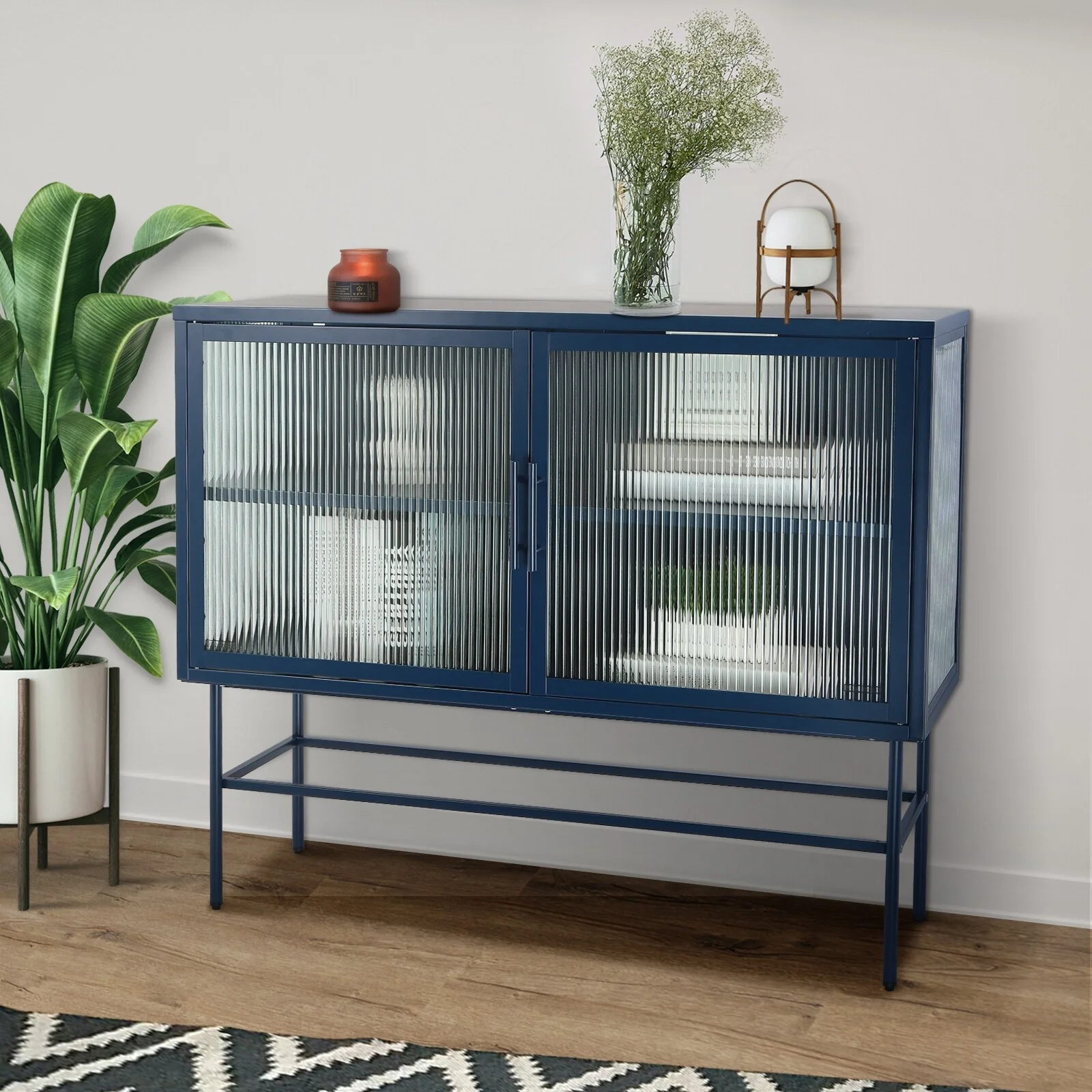 Double Door Tempered Glass Sideboard Cabinet