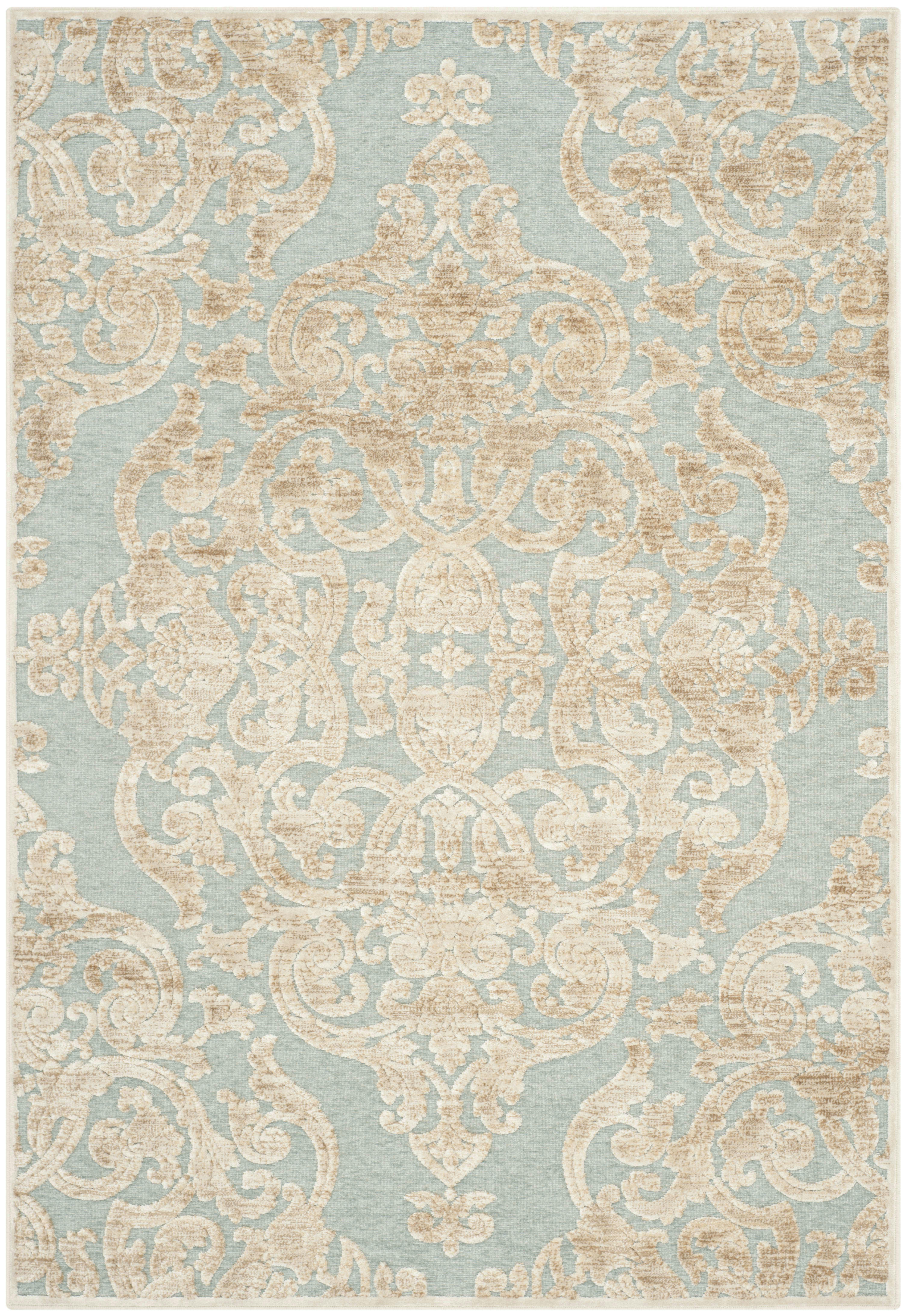 PARADISE - Tapis de salon interieur en pierre & aqua, 122 x 170 cm