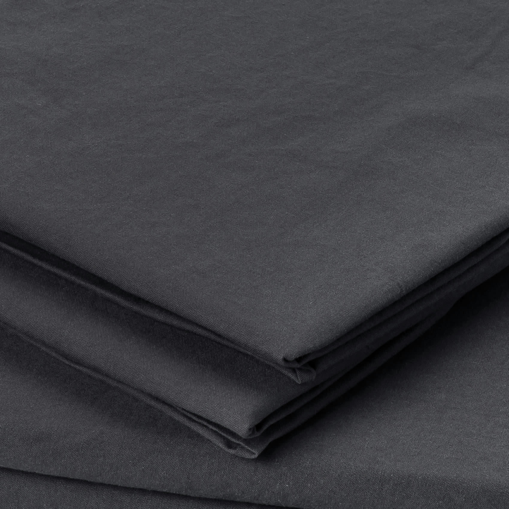 - Taie d'oreiller en coton lavé gris anthracite 65x65 cm