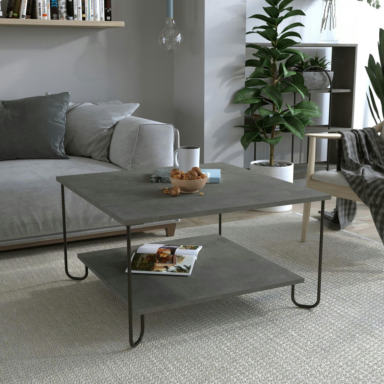 MARBO - Table basse design métal gris