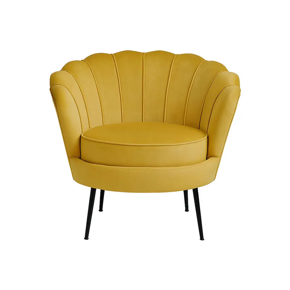 Hioshop Nice fauteuil velours kerriegeel