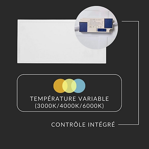 Panneau LED CCT 60x30cm BLANC 30W - 3000K/4000K/6000K (Pack de 10) - SILAMP