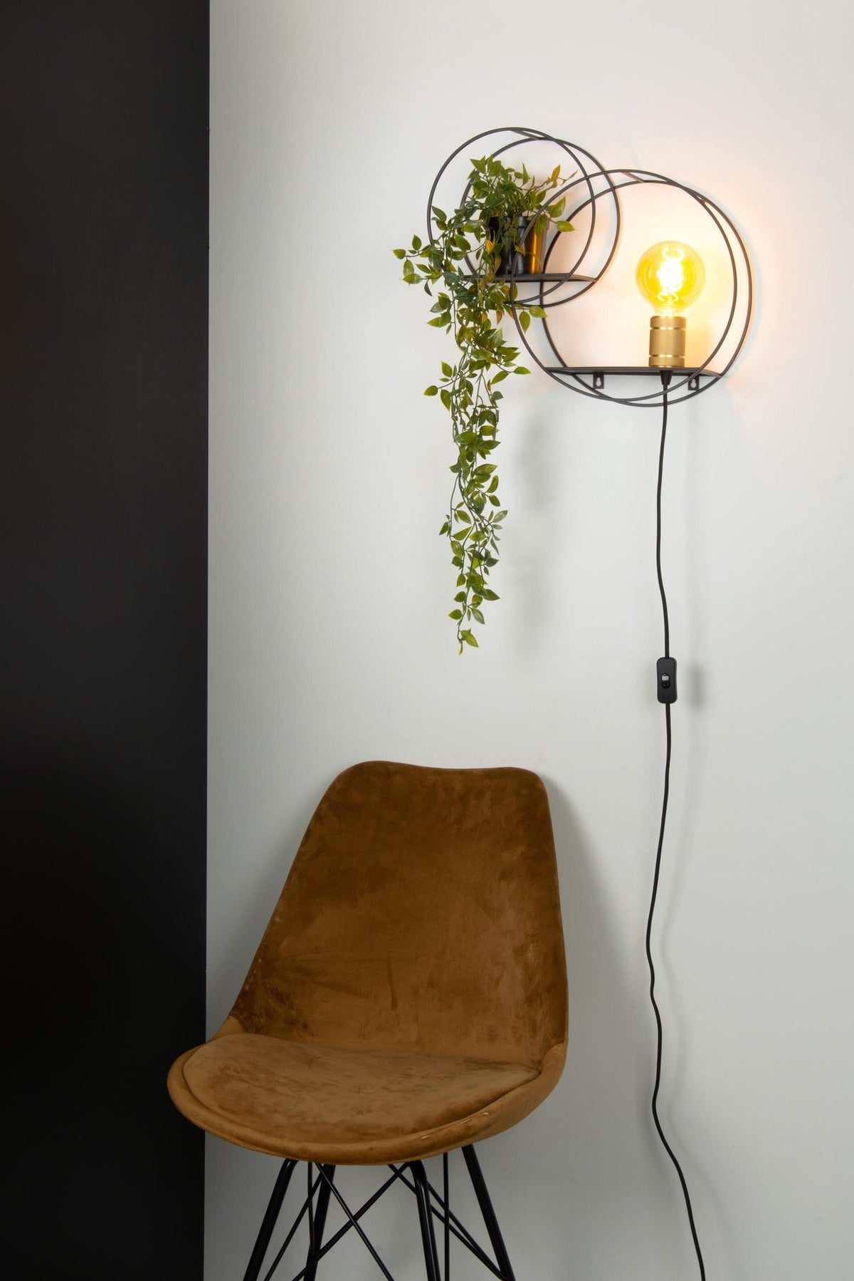 Lucide wandlamp CIRCLE - 1xE27 - Zwart