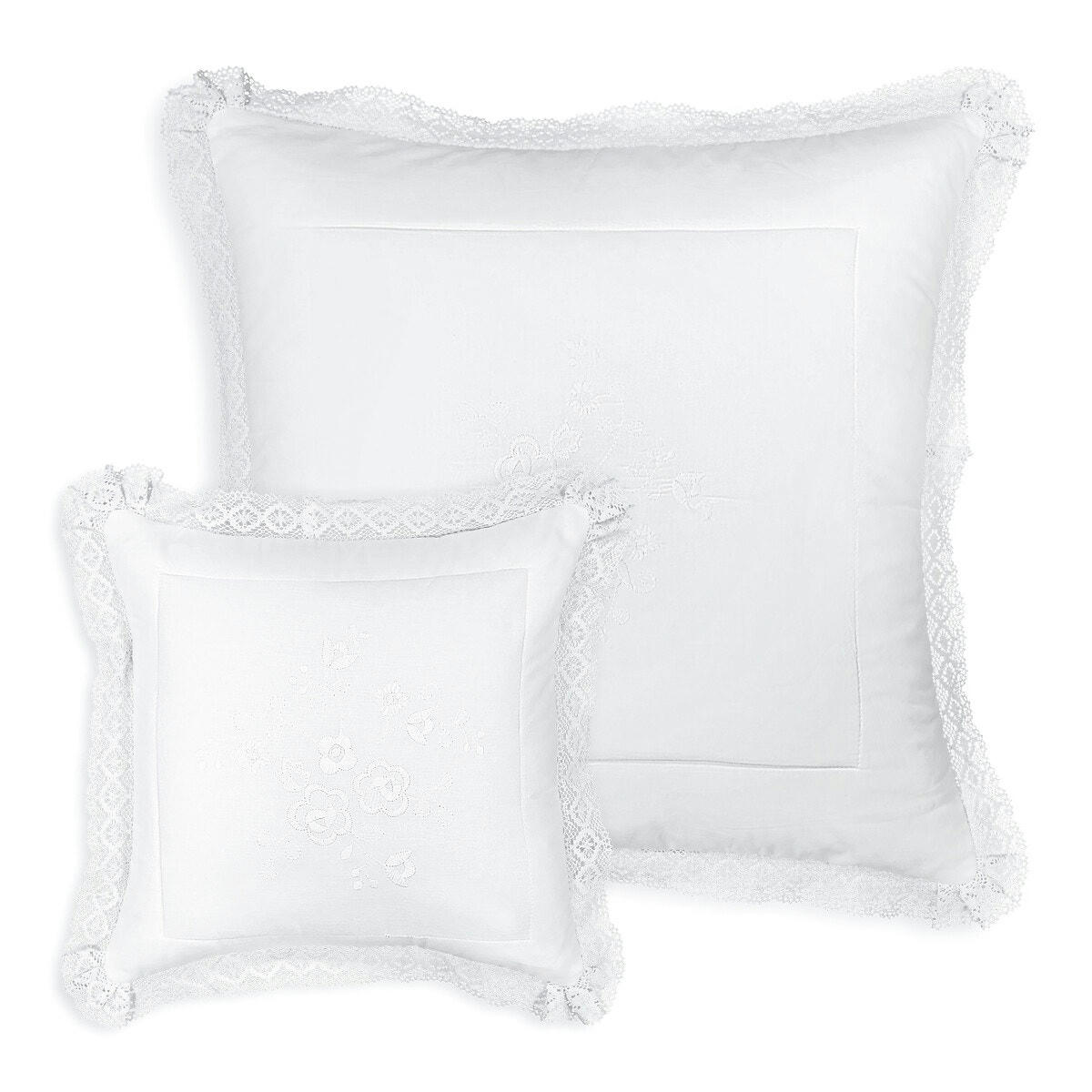 Housse de coussin coton brodé à volant, Oyena