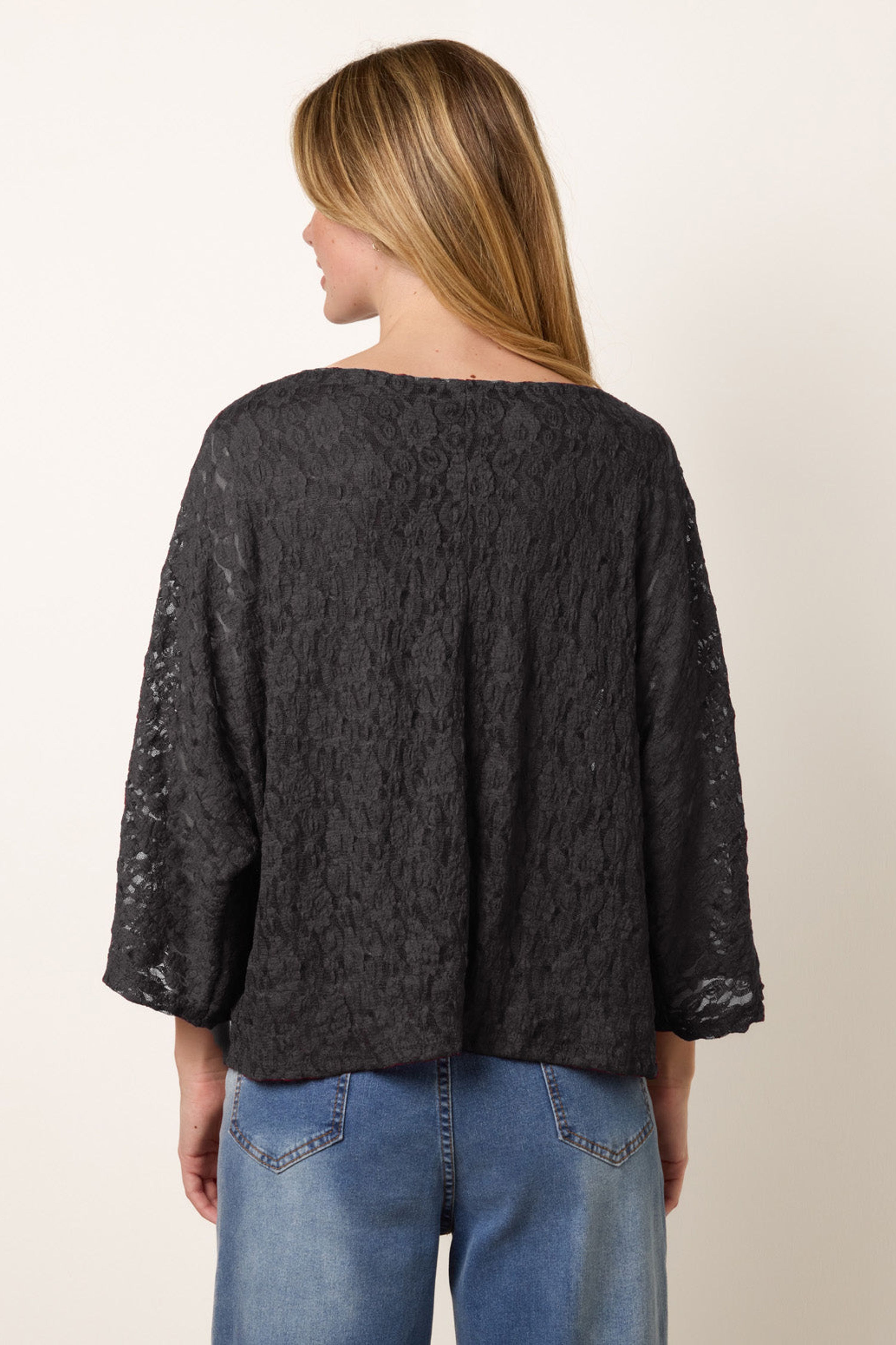 Blue Vanilla Black Lace Top