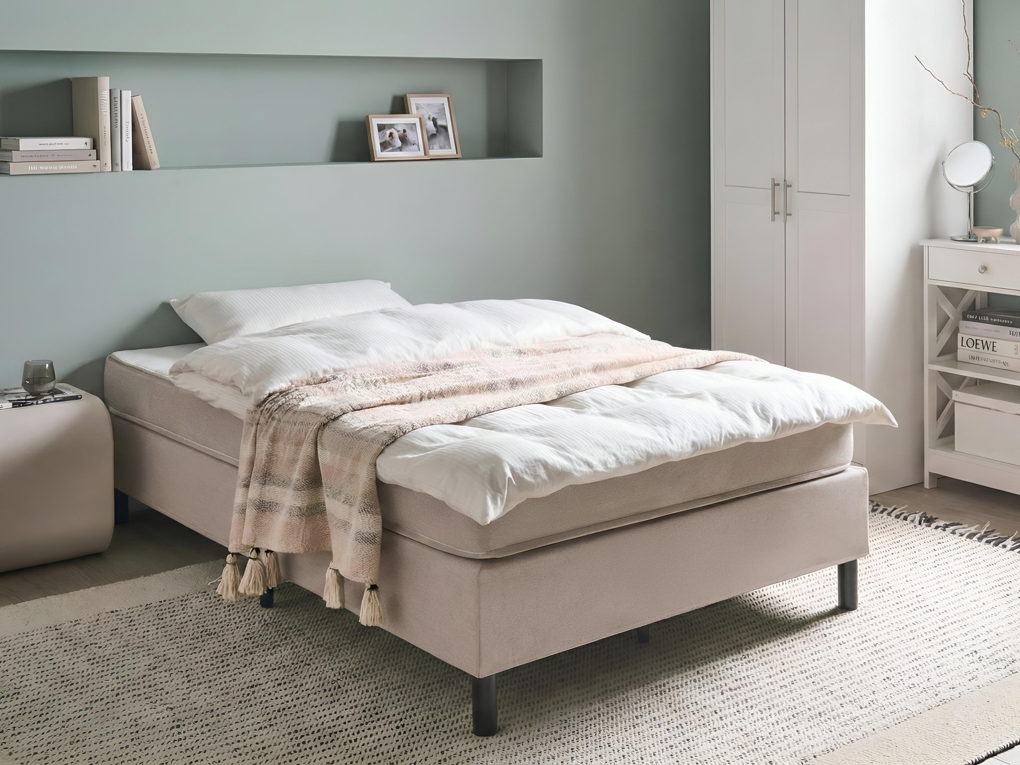 Divan Bed without Headboard Fabric COUNTESS 120 x 200 cm (EU Small Double) Beige