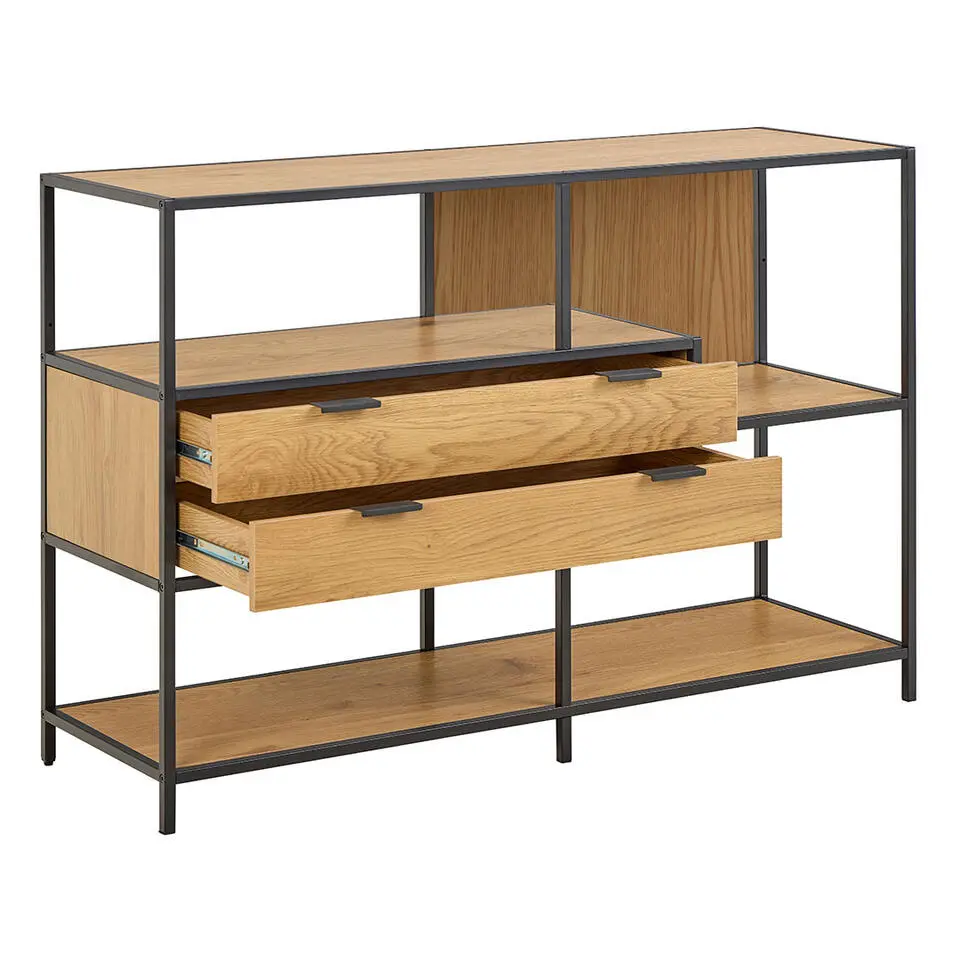 Hioshop Sea wandkast 2 lades 3 planken natuur