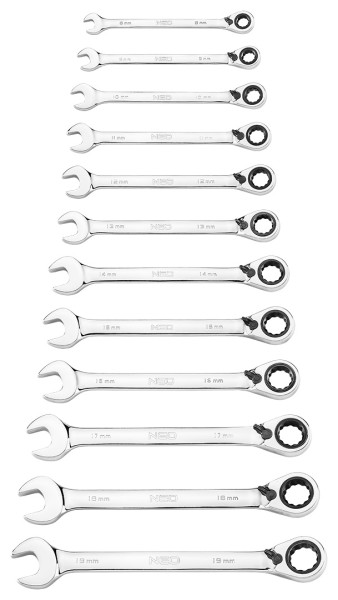 Klucze płasko oczkowe 12szt. 8-19mm, etui, NEO 09-345