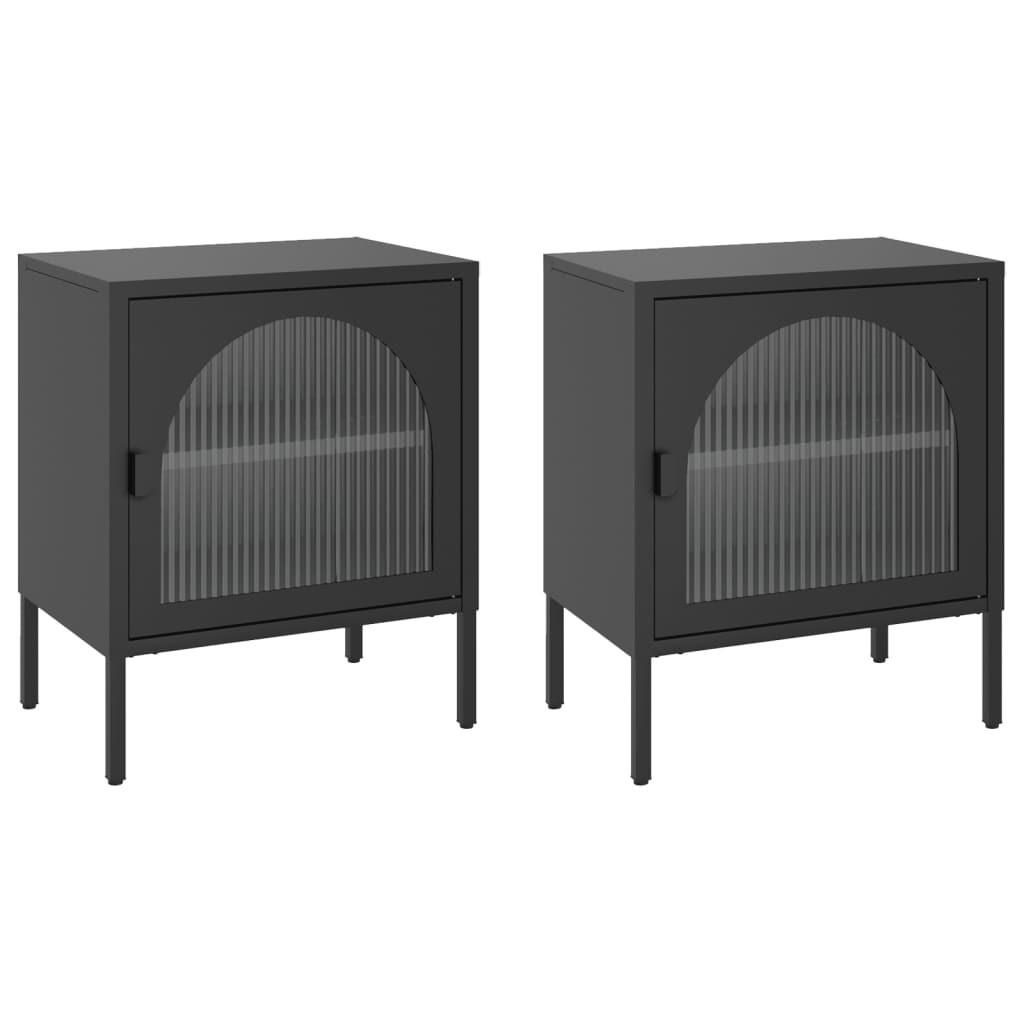 2x Szafka Nocna Stolik Komoda Czarna Do Sypialni 50x35x60 cm