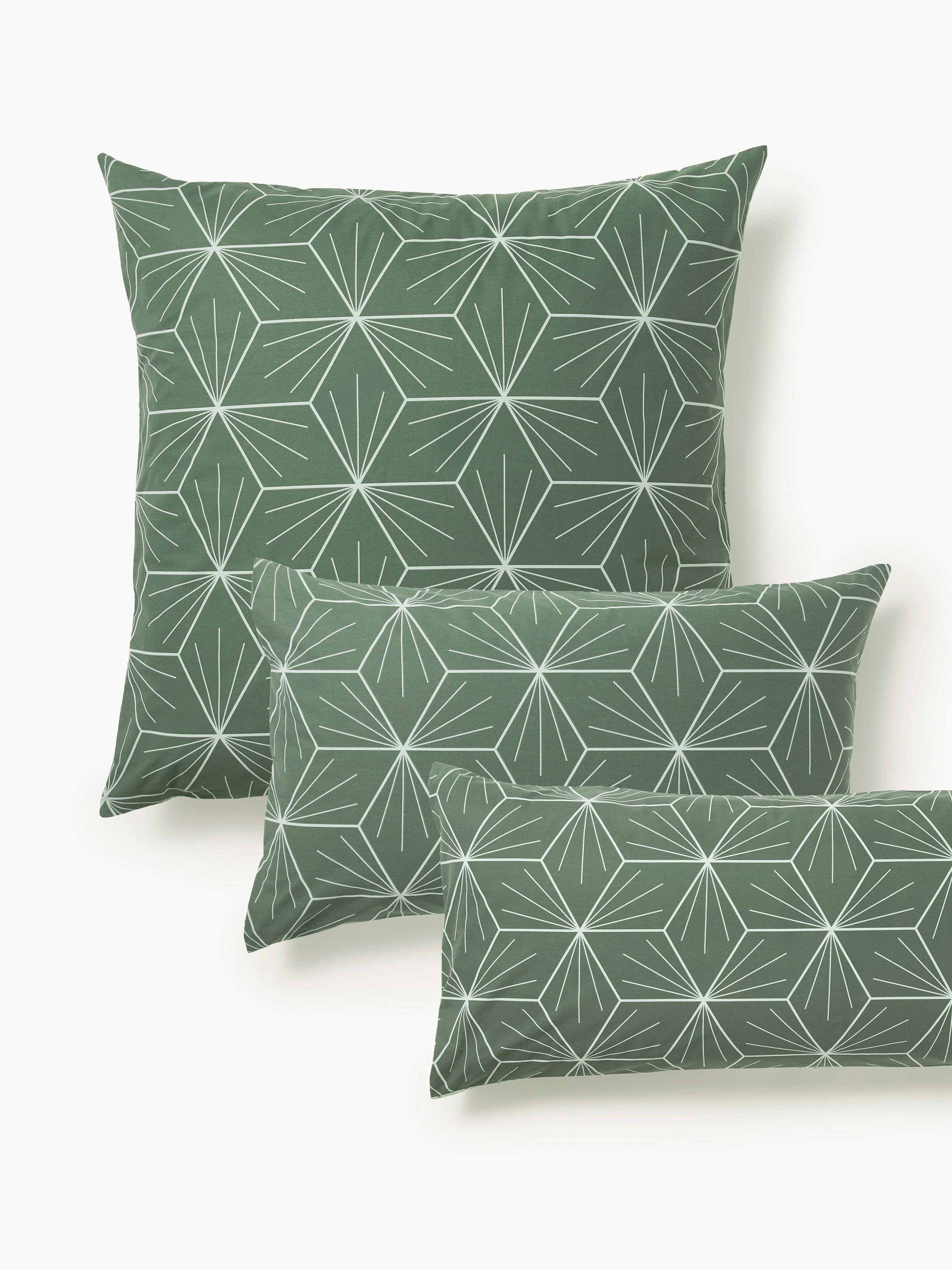 Baumwoll-Wendekopfkissenbezug Ilda mit geometrischem Print