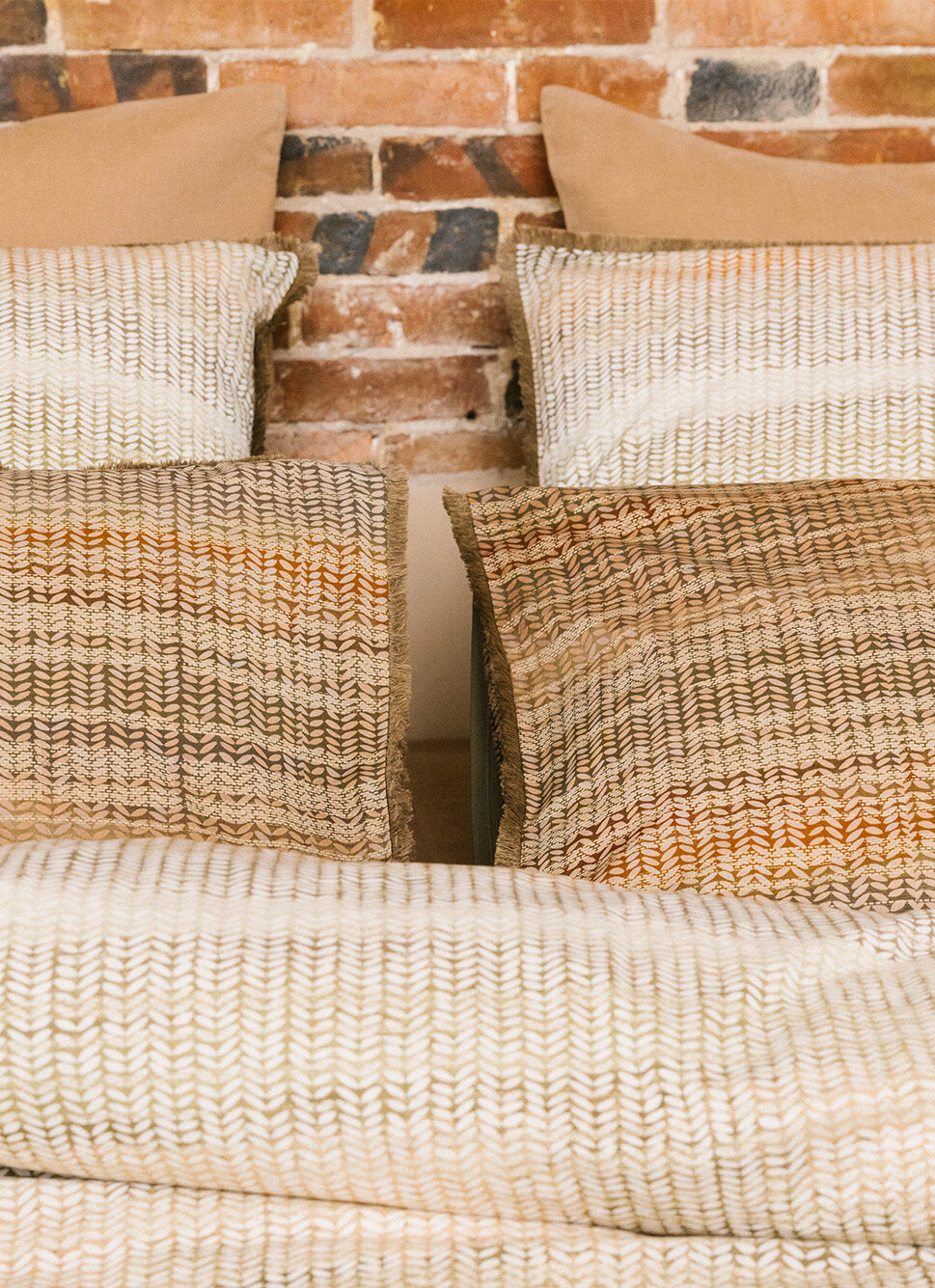 LOT DE 2 TAIES D'OREILLER EN PERCALE LAVÉE TAIGA MULTICOLORE