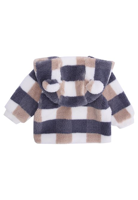 Baby Boys Navy Check Fleece Jacket