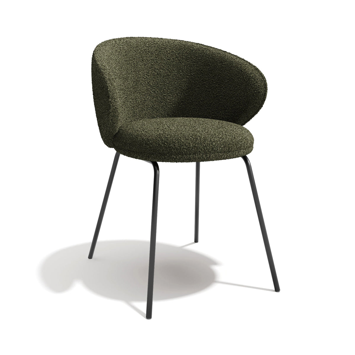 Sia Home - Eetkamerstoel LUNA - Bouclette stof - Kaki groen - 53.5cm