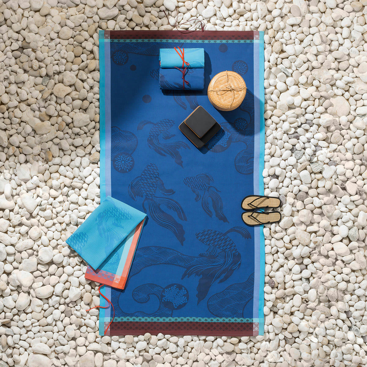 OCÉANIQUE - Pareo en coton abysse 100 x 200