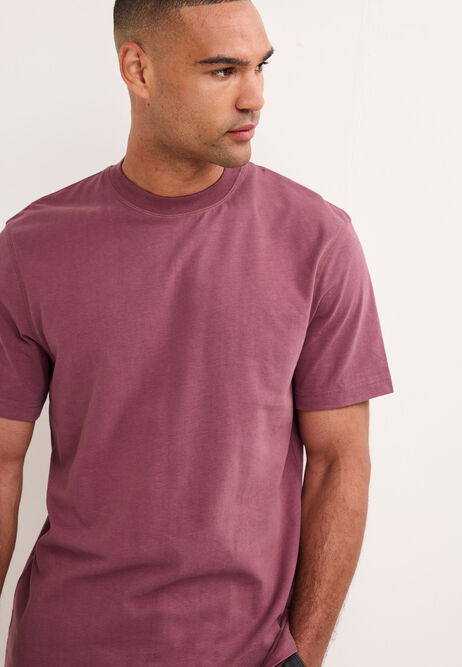 Mens Dark Pink Peached Cotton Rich T-Shirt