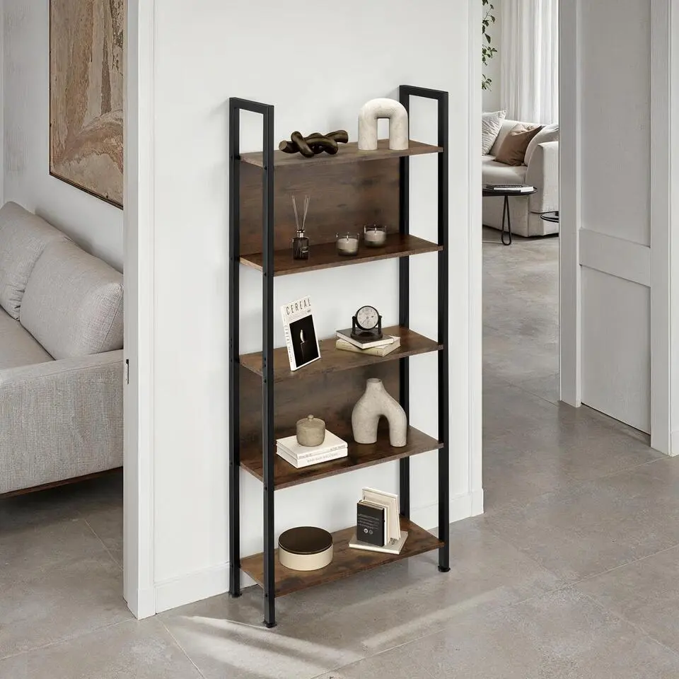 tectake Wandrek Westport 62x24x165,5cm, Industrieel Hout Donker, Rustiek