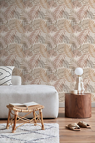 ESTAhome papier peint feuilles beige 50 x 900 cm