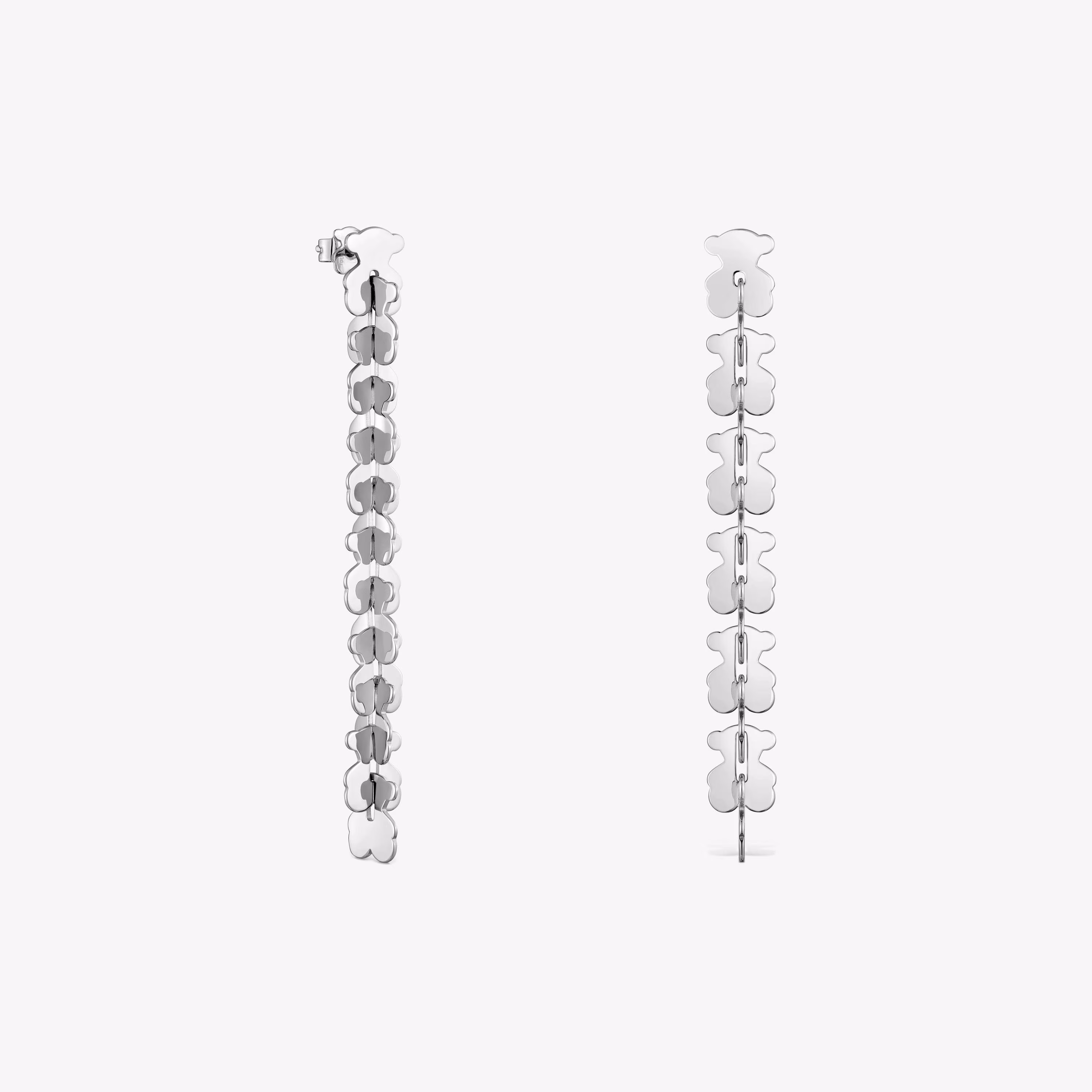 Pendientes largos de acero con motivos oso Carrusel